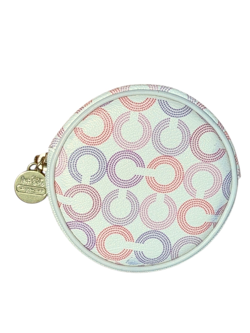 Coach Round Coin Pouch in Pastel Pink, Lavender & Mint